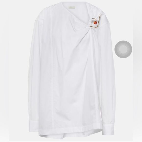 Dries Van Noten Click Twisted Ring Embellished Cotton Poplin blouse size 36/us 4 - Picture 6 of 15